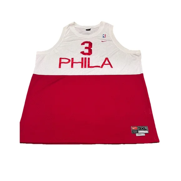 Nike Allen Iverson 76ers PHILA Jersey Mens 3XL Red White NBA Basketball - Picture 4 of 14